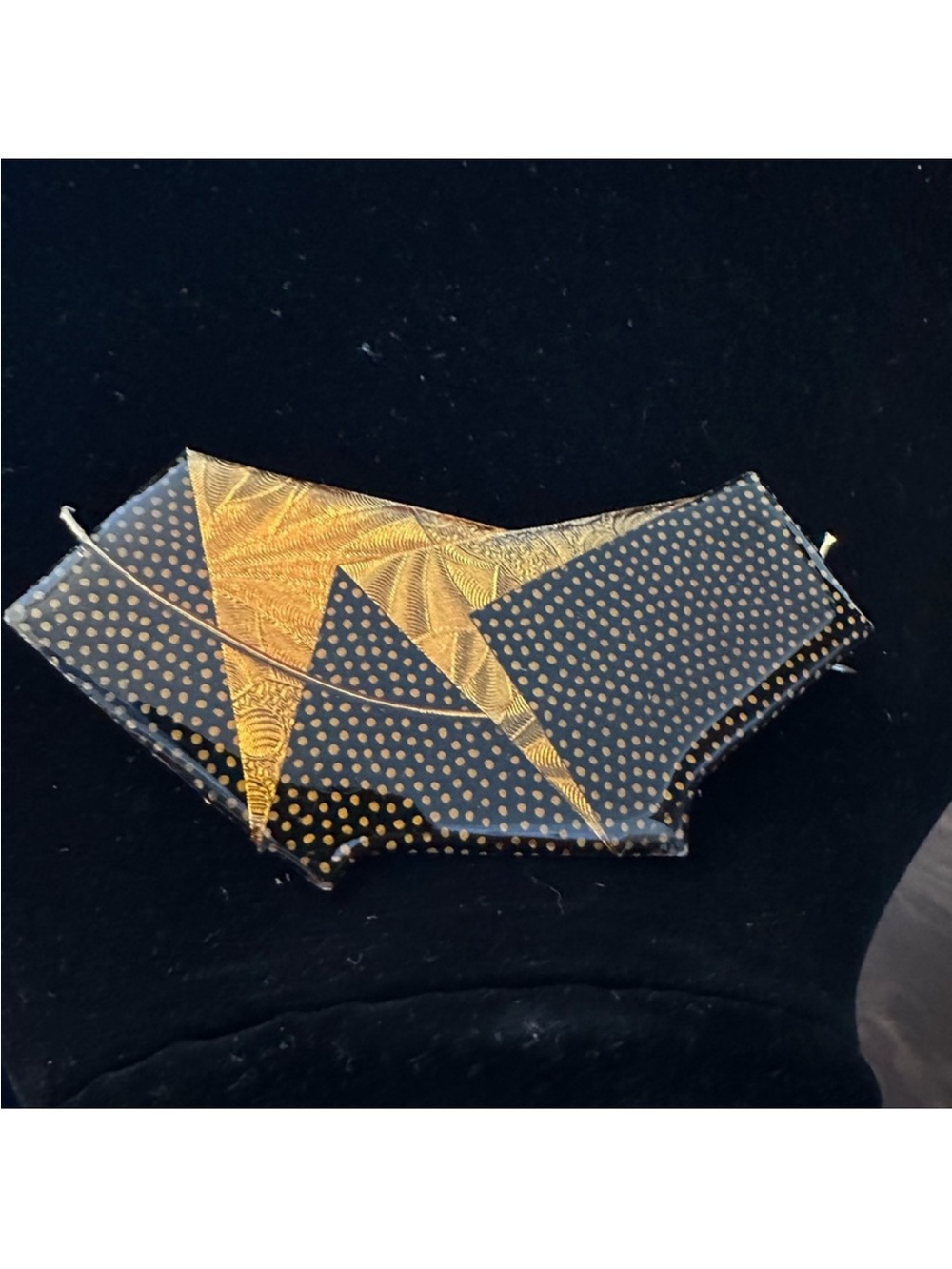 Handcrafted Black and Gold Geometric Statement Pin